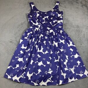 Boden Blue and White Floral Fit-and-Flare Dress